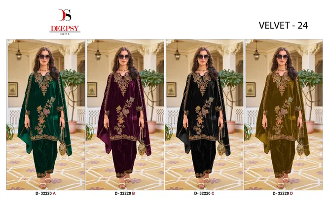 32220 Velvet 24 By Deepsy Suits Embroidery Velvet Pakistani Suits Exporters In India